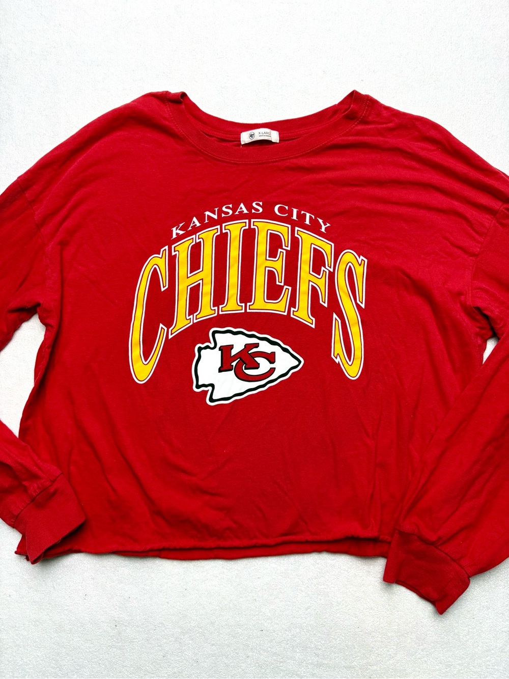 47 Brand Kansas City Chiefs Red Long Sleeve Tee with Yellow Logo